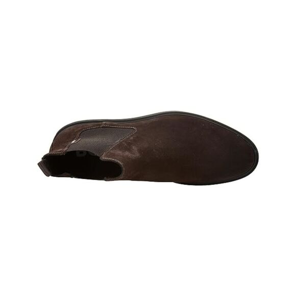 BOSS Mens Brown Heel Pull-Tab Calev Round Toe Block Heel Leather Chelsea 10 - Picture 3 of 4